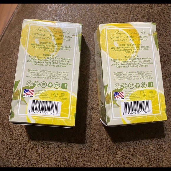 Shugar SoapWorks Plant Based Scented Bar Soap Oatmeal & Verbena (2) New - Picture 3 of 10
